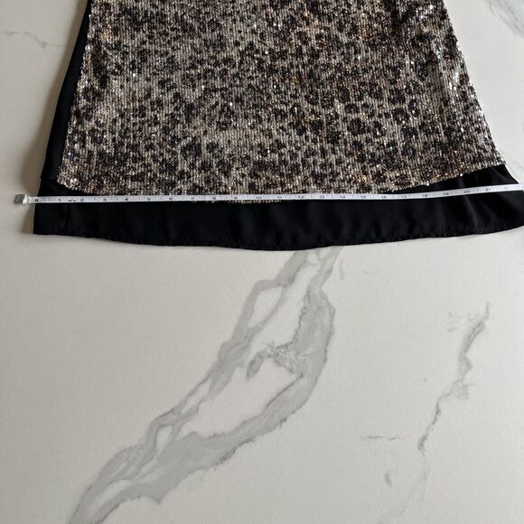 12PM by Mon Ami womens sequined tank top blouse shirt formal beige black small - Picture 13 of 14